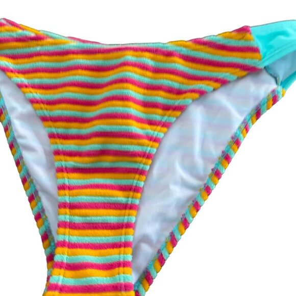 CUPSCHE Terry Multi color Striped Bikini Set Size Medium NEW - Picture 5 of 6